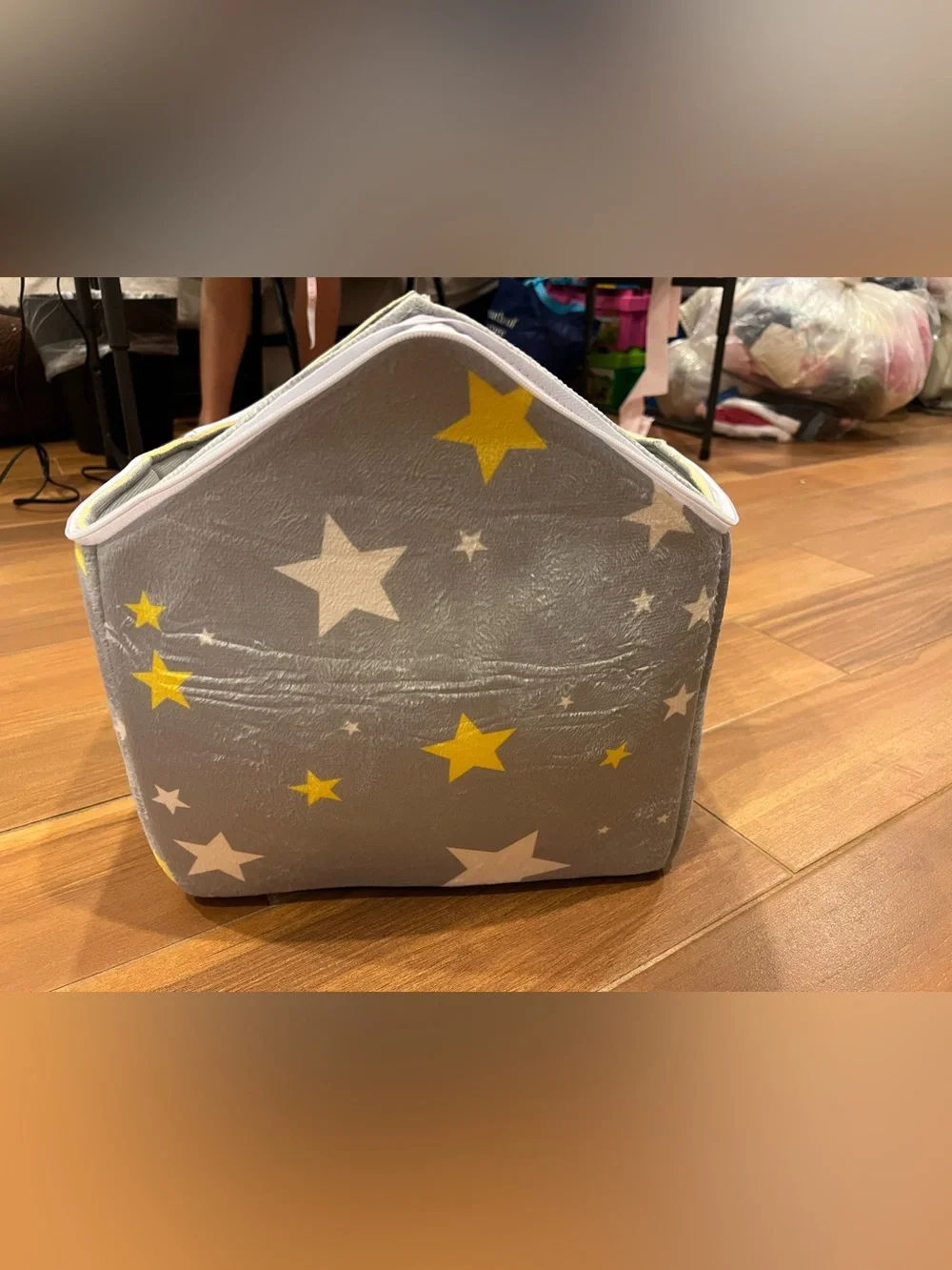 Gray Plush Pet House with Trim - Cozy Indoor Dog Bed